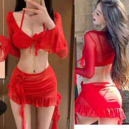 TRANSPARENT FOUR PIECE BIKINI SET